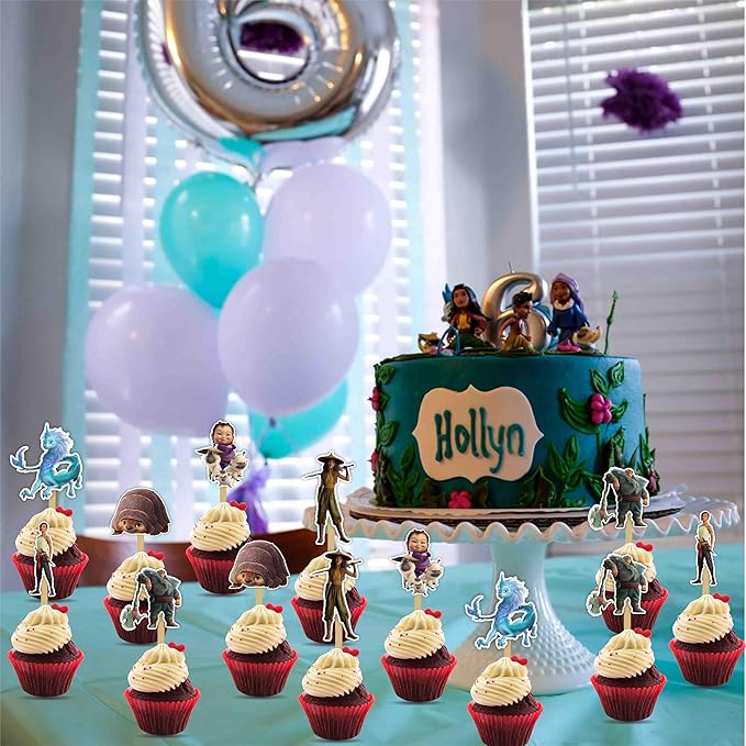 "Raya and the Last Dragn Cupcake Topper – Princess and Fantasy-Themed Party Decoration – Colorful Cupcake Picks Featuring and Friends for Birthday Parties and Themed Celebrations"