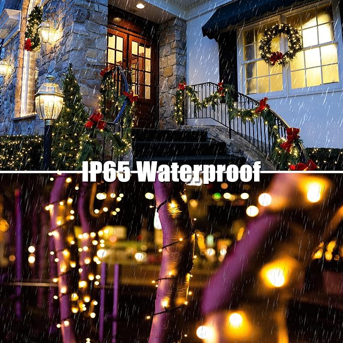 100 LED Christmas String Lights, 39FT Indoor Lights Plug-in with 8 Modes & Timer & Memory Function, Waterproof Christmas Lights Outdoor for Holiday Party Christmas Tree Decor
