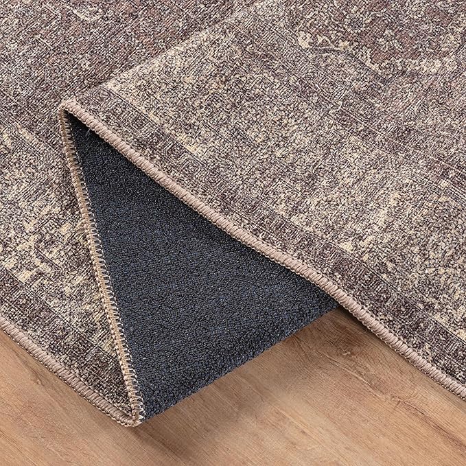 Bloom Rugs Washable Non-Slip 8' x 10' Rug - Taupe/Beige Traditional Medallion Area Rug for Living Room, Bedroom, Dining Room, and Kitchen - Exact Size: 8' x 10'