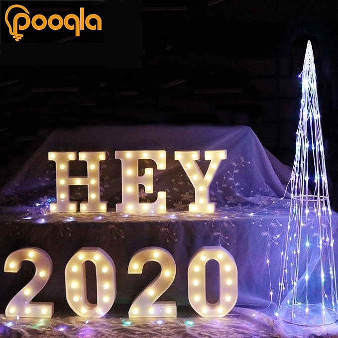 Pooqla LED Marquee Letter Lights Sign, Light Up Alphabet Letter for Home Party Wedding Decoration H