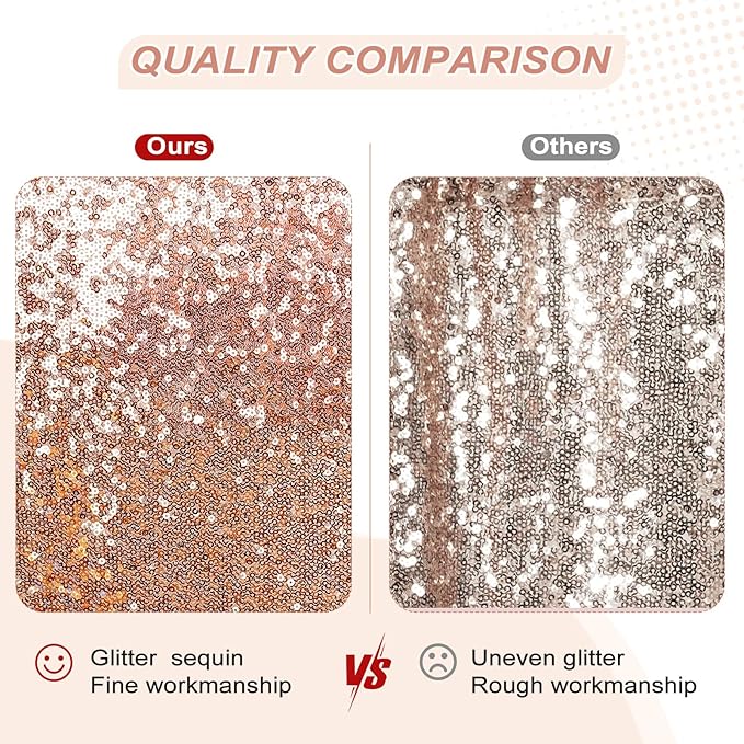 PartyDelight 2 Panels Sequin Backdrop Rose Gold Photography 5Ft x 10FT Curtains