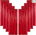 ShinyBeauty Red Sequin Curtains 8 Panels, 2FTx8FT - Dazzling Glitter Backdrop for Festive Events, Birthday Parties, and Christmas Decor, Sparkle Photo Background