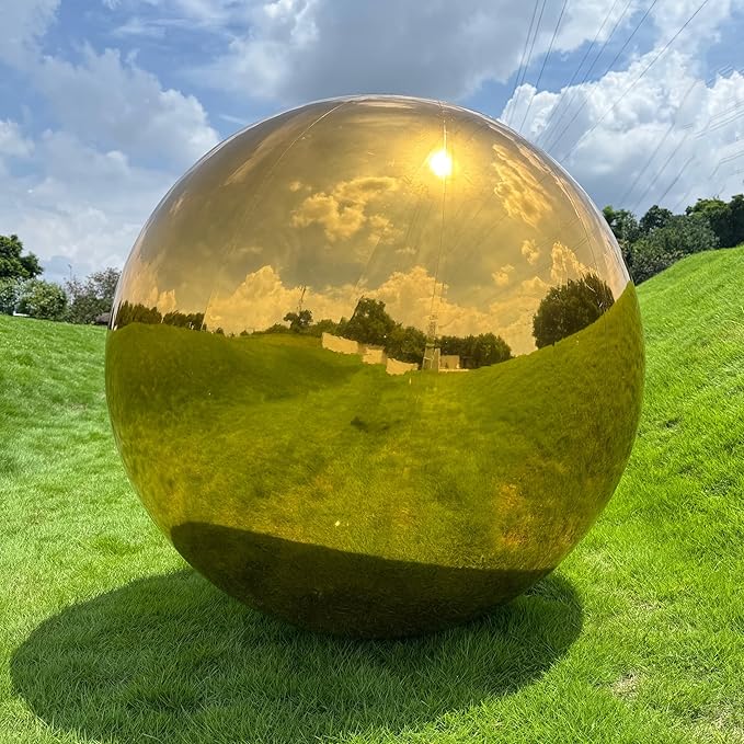 3PCS Glod Inflatable Mirror Ball, Big Shinny Balls Reusable Large PVC Disco Ball Balloon for Large Event Decoration, Party, Concerts, Stage, Wedding Decor, Without Air Pump