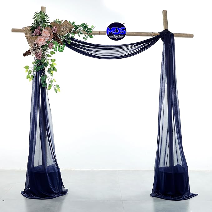MDS Halloween Chiffon Draping Fabric - 2 Panel, 30" Wide x 30ft Long - Sheer Spooky Arbor & Canopy Drapery for Haunted House Backdrops, Party Ceilings, DIY Costumes & Themed Events - Navy Blue