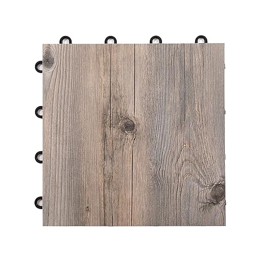 IncStores 3/8" Thick Snap Together Dance Flooring Tiles | 12”x12” Printed Vinyl Dance Floor Tiles for Practice & Performance | Barnwood | 52 Tile Pack