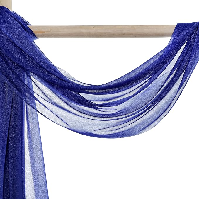 VDS Pack of 1 Panel (30 Inch X 50 Feet) Wedding Arch Draping Fabric Sheer Chiffon Fabric Drapery for Wedding Ceremony Reception Swag Backdrop Canopy Chuppah ARBO Altars Decoration (Royal Blue)