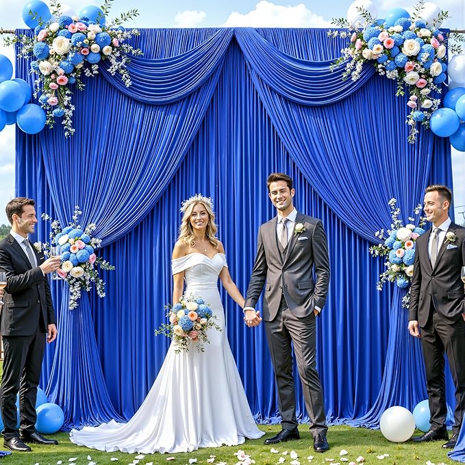 40ft x 12ft Royal Blue Backdrop Curtains Wrinkle Free Backdrop Curtain for Wedding Parties Blue Fabric Backdrops Drapes Back Drop Cloth Bridal Shower Stage Curtains Wedding Decorations for Reception