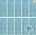 10 Pack Blue Backdrop Curtain 3.2ft x 8.2ft Metallic Tinsel Foil Fringe Curtains Photo Booth Background for Birthday Party Decoration Baby Shower Engagement Wedding Christmas Decoration (Blue)