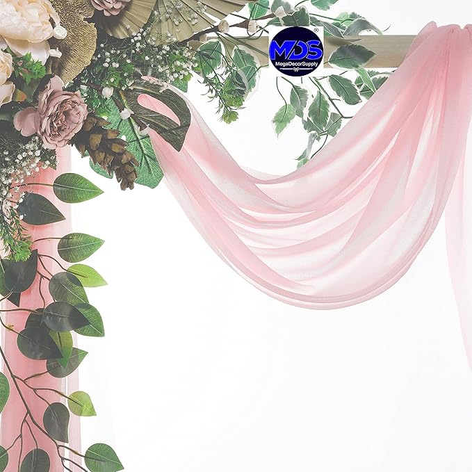 MDS Halloween Chiffon Draping Fabric - 2 Panel, 30" Wide x 30ft Long - Sheer Spooky Arbor & Canopy Drapery for Haunted House Backdrops, Party Ceilings, DIY Costumes & Themed Events - Blush Pink