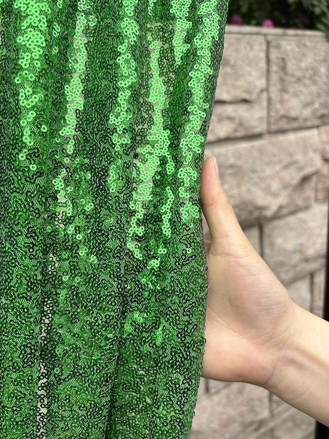 Green Sequin Backdrop Curtains 1 Panel 10FTx10FT Glitter Green Photo Backdrop Party Wedding Baby Shower Curtain Sparkle Photography Background