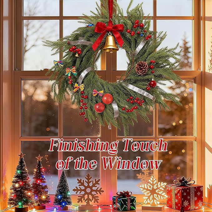9ft Christmas Norfolk Pine Garland - Real Touch Artificial Greenery Cedar Garland for Xmas Fireplace Mantle Table Window Home Holiday Decoration