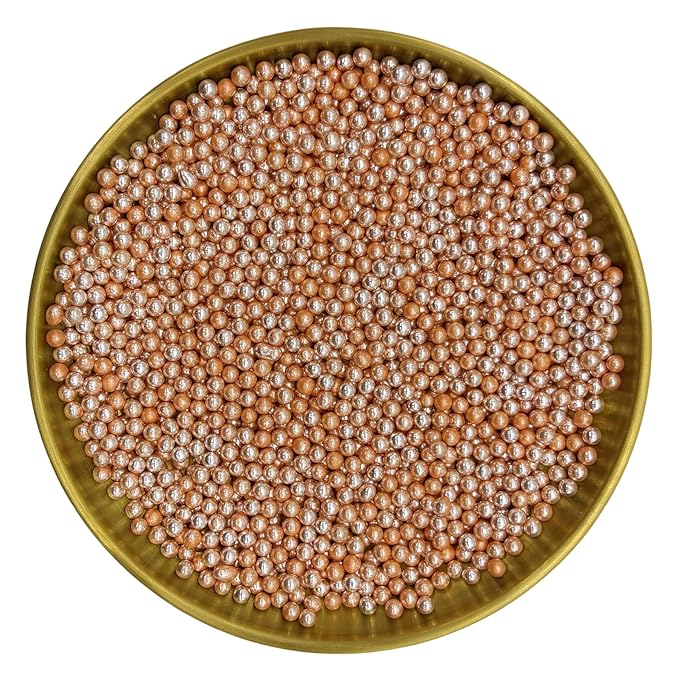 Edible Silver Orange Pearl Sugar Sprinkles Candy 4mm Mini Pearls Cake Decorations Cupcake Toppers Cookie Decorating Perfect for Wedding Party Valentine Halloween Christmas Supplies 3OZ