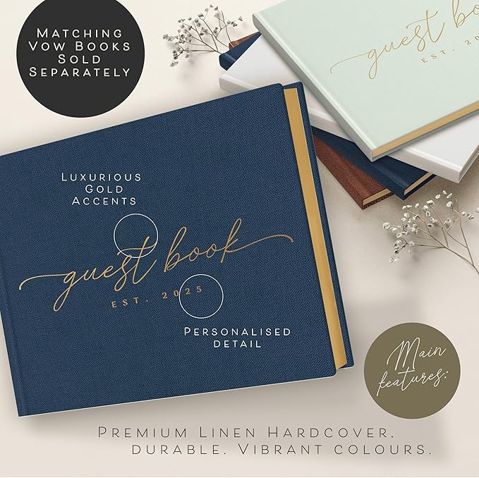 ARTESORI Custom 2025 Wedding Guest Book for Reception — Gold-Foiled Guestbook to Sign in, Elegant Baby Shower Guest Book for Party & Birthday — Photo & Polaroid Guest Book for Wedding & Bridal Shower