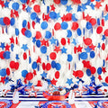 173Ft Navy Blue Red and White Party Decorations Big Star Circle Dots Backdrop Streamer Garland for 4th of July American USA National Day Patriotic Veterans Graduation Wedding Birthday Party Supplies