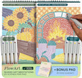 Lifelines FlowArt Activity Pad, 2-Pack Fall Set + Bonus Pad - Guided Dot-by-Letter Art Meditations with Markers - Color by Number/Letter and More Coloring Books for Teens, Adults & Seniors