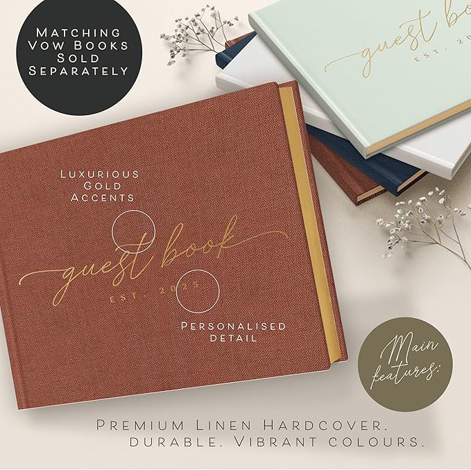 ARTESORI Custom 2025 Wedding Guest Book for Reception — Gold-Foiled Guestbook to Sign in, Elegant Baby Shower Guest Book for Party & Birthday — Photo & Polaroid Guest Book for Wedding & Bridal Shower