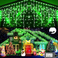 KNONEW Christmas Lights Outdoor Decorations 400 LED 33ft 8 Modes Curtain Fairy String Light with 75 Drops, Clear Wire LED String Light Indoor Decor for Wedding