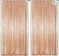 Poise3EHome Rose Gold Sequin Backdrop Curtain, 2 PCS 5FT x 10FT Sequin Backdrop Panels,Sequence Wedding Party Background Drapes