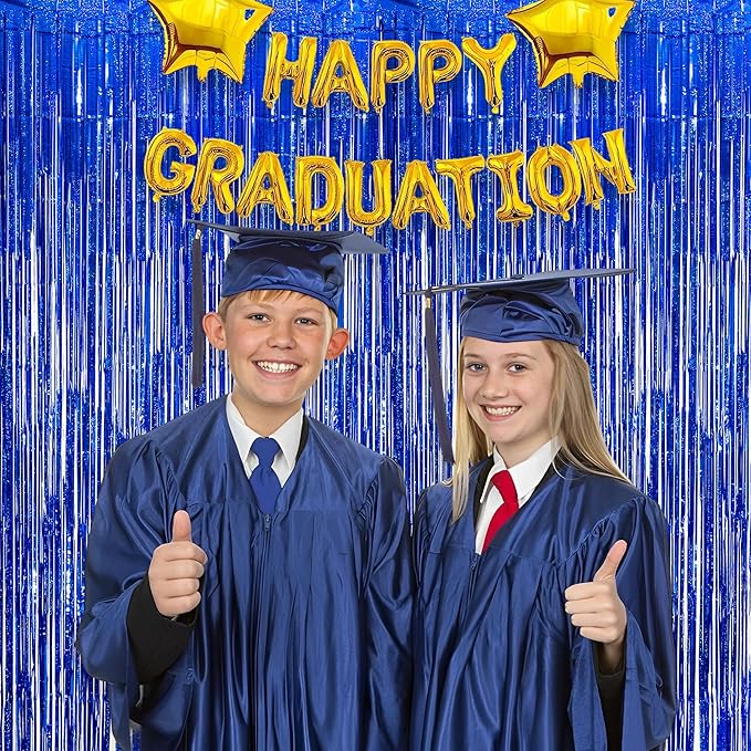 Dark Blue Tinsel Backdrop Streamers - GREATRIL Party Streamers Backdrop Foil Fringe Curtains for Birthdays Royal Boys Men Decorations - 1m x 2.5m - Pack of 2
