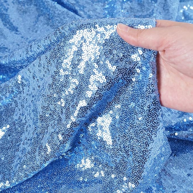 SquarePie Sequin Backdrop 8FT x 8FT Baby Blue Curtain Background for Wedding Party Decoration