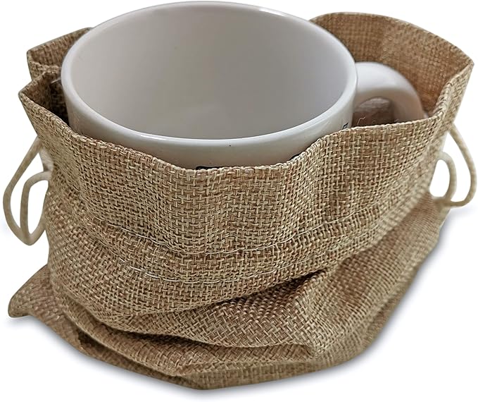 50 Burlap Bags with Drawstring, 7x10 Inch Rustic Gift Bag Bulk Pack for Mugs, Mason Jars, Christmas, Advent, Holiday Gift Bags, Wedding and Birthday Party Favor Bags, Grocery, Gift Wrap and Treat Pouches