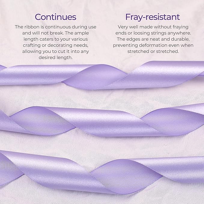 Lavender Satin Ribbon 1-1/2 inch X Continuous 100 Yards, Single Face Polyester Ribbon Perfect for Gift Wrapping, Flower Bouquet, Wedding Decor, Crafts, Bow Making, Sewing and More
