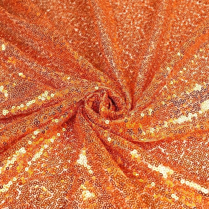 Eternal Beauty 2 PCS Sequin Backdrop Curtain, Halloween Sequin Wedding Backdrop for Christmas Party, Birthday (Orange 2FTx8FT)