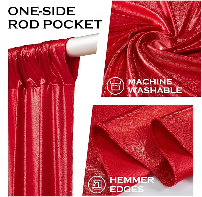 PartyVillage 10x10FT Red Sequin Christmas Backdrop Curtain -2 Panels 5x10FT Wrinkle Free Shimmer Back Drop Cloth, Glitter Backdrop Drapes for Photography, Birthday, Wedding, Christmas Background