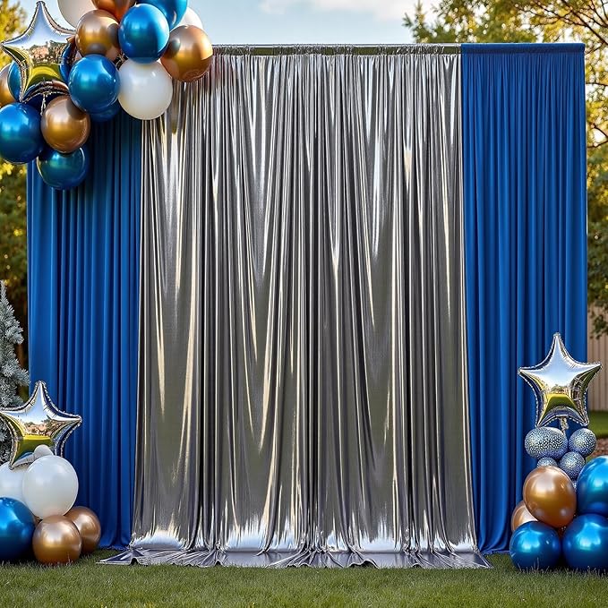 20x10 ft Wrinkle Free Black Silver Sequin Backdrop Curtain for Parties,Thick Not Fall Glitter Wedding Backdrop Drapes,4 Panels 5x10ft Shimmer Photo Back Drop Cloth for Birthday Photography Background