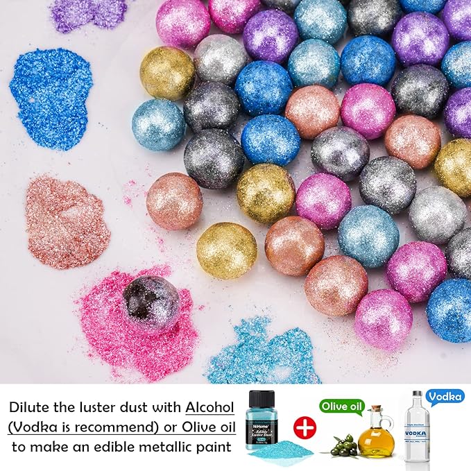 NiHome Edible Food-Grade Glimmer Powder Glitter Luster Dust Metallic Food Decorating Sprinkle Glimmery Dust for Drink Wine Beverage Cake Candy Dessert Bakery Restaurant Vegan (0.18oz/5g, Teal)