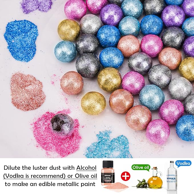 NiHome Edible Food-Grade Glimmer Powder Glitter Luster Dust Metallic Food Decorating Sprinkle Glimmery Dust for Drink Wine Beverage Cake Candy Dessert Bakery Restaurant Vegan (0.18oz/5g, Rose Gold)