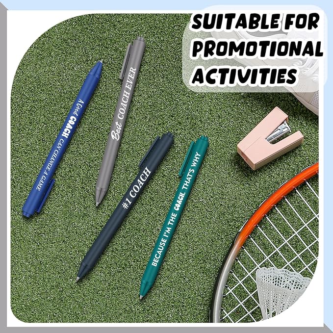 24 Pcs Coaches Appreciation Gifts Ballpoint Pen Sports Thank You Work Pen for Coaches Funny Gifts Idea Men Christmas Birthday Retired