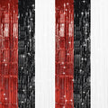 TONIFUL Black Red White Door Streamers,Black Red and White Photo Booth Backdrop Metallic Streamers Foil Fringe Curtain for Birthday,New Year,Graduation,Grad,Baby Shower Party Streamers Decoration