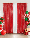 Eternal Beauty Red Sequin Backdrop Curtains, Valentine's Day Shimmer Back Drop 2Panels-2FTx8FT for Christmas, Party, Birthday, Photography, Wedding, Baby Shower Event Decoration