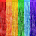 Pride Party Decorations - Rainbow Streamers Thicken 2 Pack 3.2 x 8.2 FT - Rainbow Tinsel Foil Fringe Curtains, Photo Booth Props Backdrops for Birthday, Fiesta, Mexican, Pride, Baby Shower