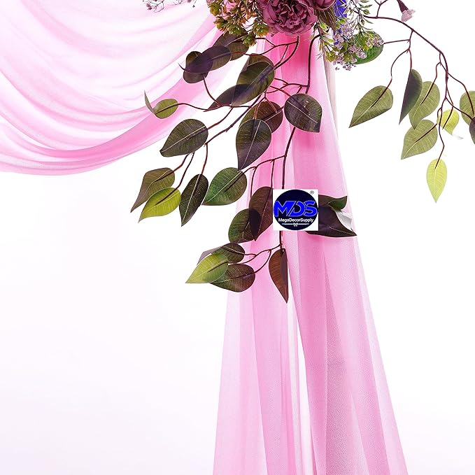 MDS Halloween Chiffon Draping Fabric - 2 Panel, 30" Wide x 40ft Long - Sheer Spooky Arbor & Canopy Drapery for Haunted House Backdrops, Party Ceilings, DIY Costumes & Themed Events - Bubblegum Pink