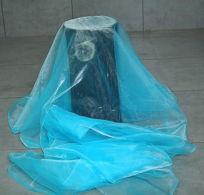 VDS Turquoise Organza Fabric, 45 Yards Continuous, 45” Wide, Wedding Party Decoration Iridescent Crystal Sheer Shiny Organza Tulle Bridal Dress DIY Crafts Costume Sewing Backdrop Arch Cloth