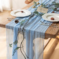 Cheesecloth Light Blue Table Runner Gauze Rustic Cheese Cloth Table Runner 120 Inch 10 FT for Wedding Baby Shower Bridal Shower Birthday Party Sheer Home Boho Decorations