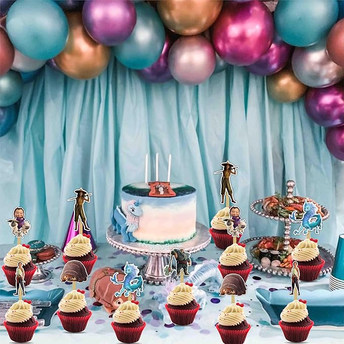 "Raya and the Last Dragn Cupcake Topper – Princess and Fantasy-Themed Party Decoration – Colorful Cupcake Picks Featuring and Friends for Birthday Parties and Themed Celebrations"