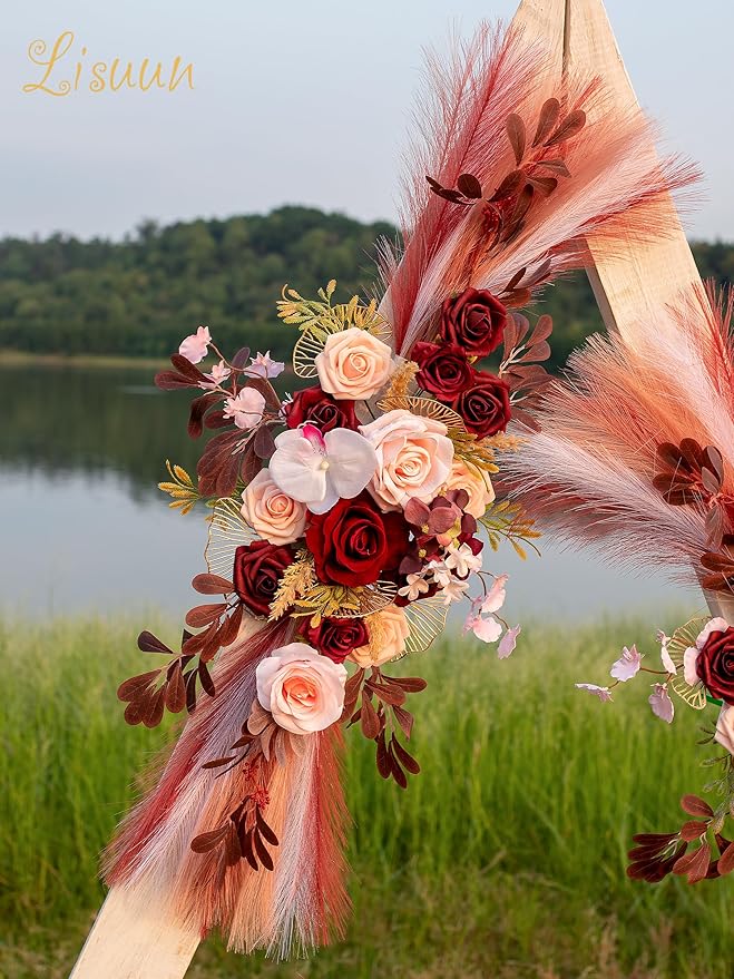 Wedding Arch Flowers, Artificial Flowers for Decoration, Large Flower Swag for Boho Styles Wedding Ceremony Floral Decor - Pack of 2