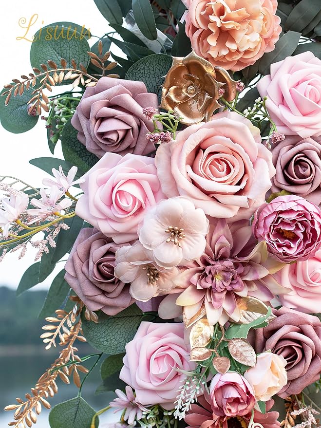 Wedding Arch Flowers, Artificial Flowers for Decoration, Large Flower Swag for Boho Styles Wedding Ceremony Floral Decor - Pack of 2