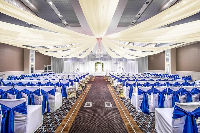 6 Panels Ivory Wedding Curtains - 5ftx30ft, Romantic Cheesecloth Sheer Drapes for Arch, Draping Fabric, Party & Ceremony Staging