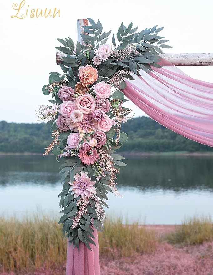 Wedding Arch Flowers, Artificial Flowers for Decoration, Large Flower Swag for Boho Styles Wedding Ceremony Floral Decor - Pack of 2