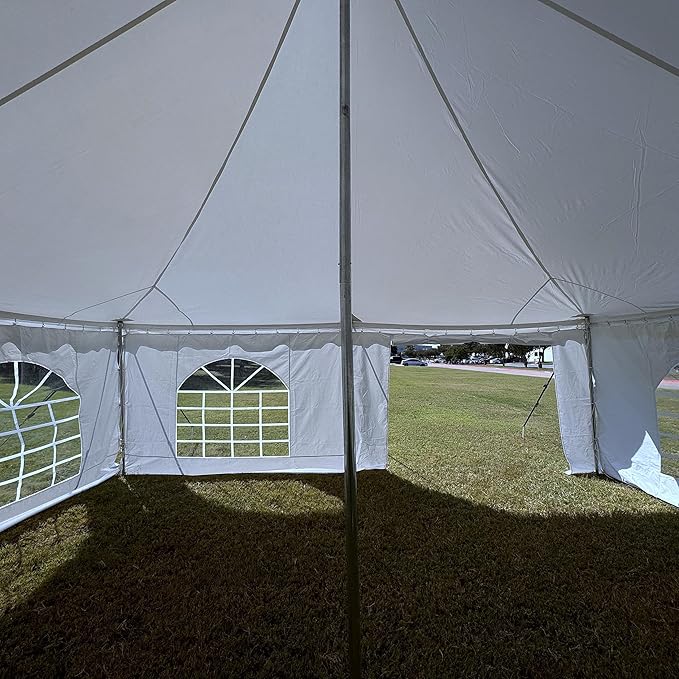 20'x20' PVC Pole Party Tent, Fire Retardant (FR)+Storage Bags, Tents for Parties,Heavy Duty Wedding Canopy, Outdoor Commercial Event Tents, Waterproof Top