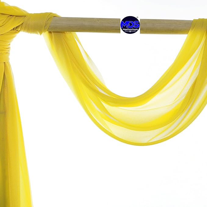 MDS Halloween Chiffon Draping Fabric - 1 Panel, 30" Wide x 30ft Long - Sheer Spooky Arbor & Canopy Drapery for Haunted House Backdrops, Party Ceilings, DIY Costumes & Themed Events - Yellow