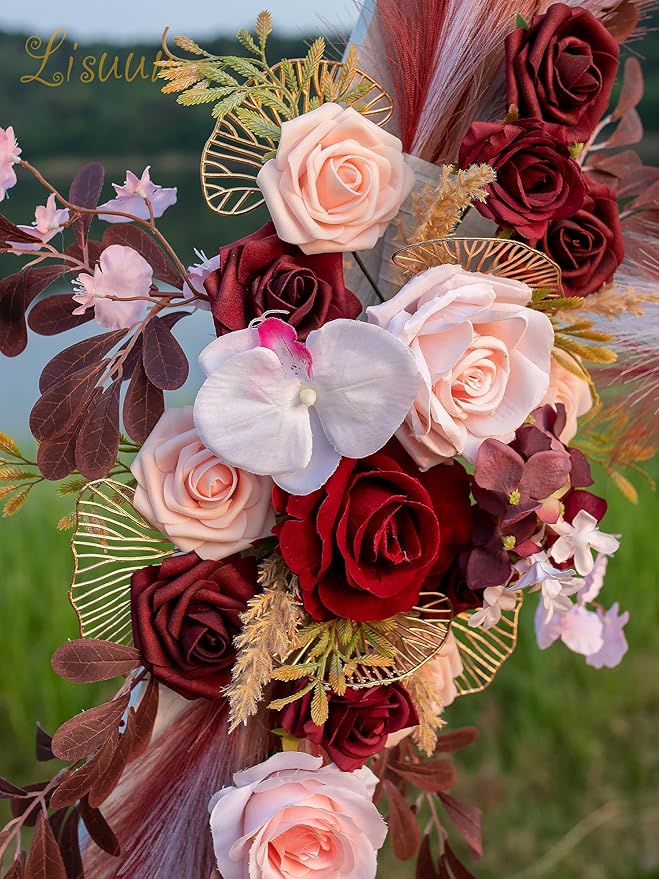 Wedding Arch Flowers, Artificial Flowers for Decoration, Large Flower Swag for Boho Styles Wedding Ceremony Floral Decor - Pack of 2