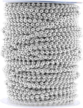Mandala Crafts 4mm Faux Metallic Silver Pearl Beads Roll - 44 Yards Strand of Fake Pearls Chain Garlands Spool String for Christmas Tree, Wedding, Party, Vases, DIY Decoration