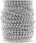 Mandala Crafts 6mm Faux Metallic Silver Pearl Beads Roll - 27 Yards Strand of Fake Pearls Chain Garlands Spool String for Christmas Tree, Wedding, Party, Vases, DIY Decoration