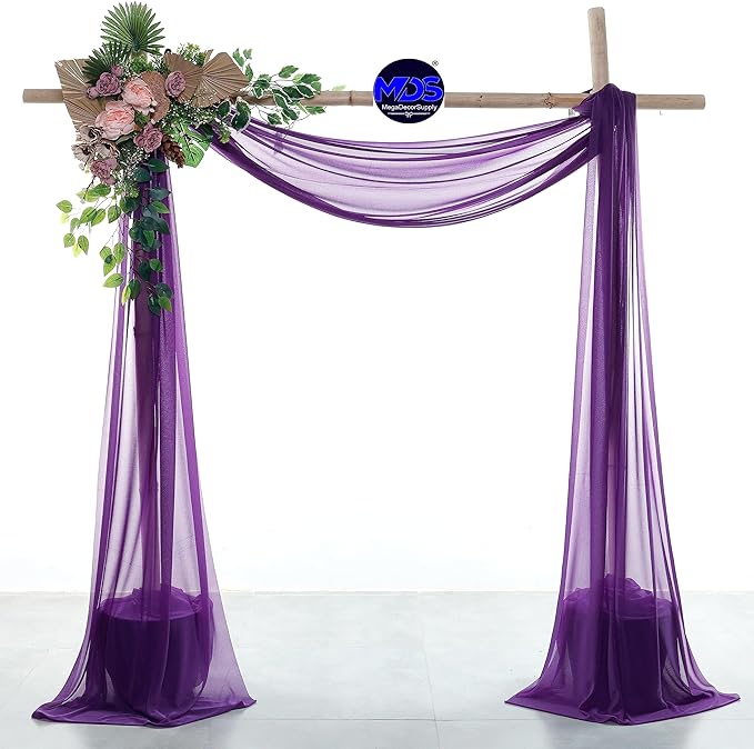MDS Halloween Chiffon Draping Fabric - 1 Panel, 30" Wide x 30ft Long - Sheer Spooky Arbor & Canopy Drapery for Haunted House Backdrops, Party Ceilings, DIY Costumes & Themed Events - Cadbury Purple