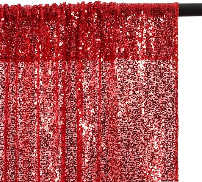 Poise3EHome Red Sequin Backdrop, 20Ft x 10Ft Glitter Photography Background Curtains for Party Baby Shower Wedding Birthday Christmas Thanksgiving Halloween Decoration